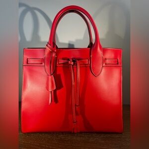 Dooney & Bourke Vibrant Alto Leather Tassel Tote in Coral
